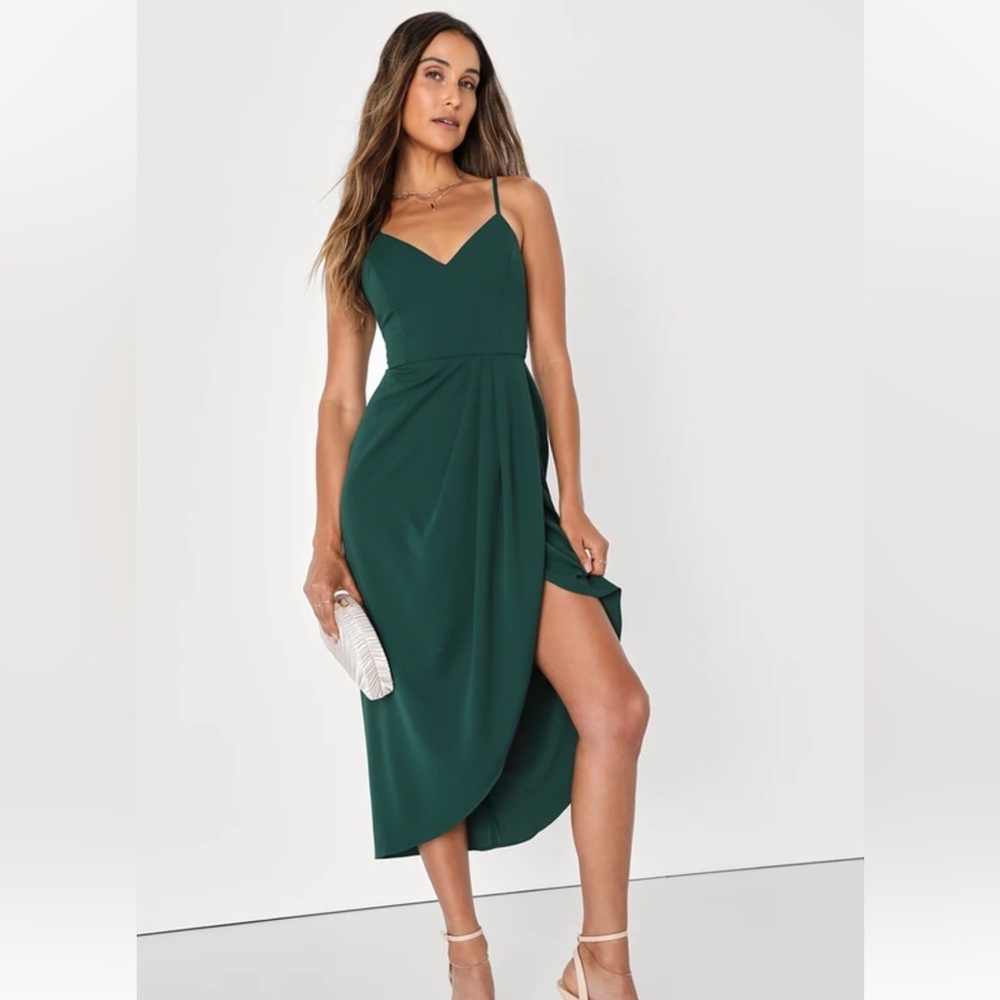 Emerald green midi cocktail dress- Reinette